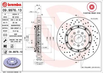 09997613 BREMBO Тормозной диск