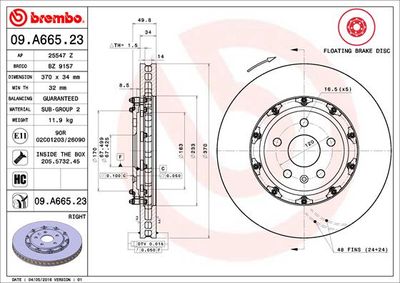 09A66523 BREMBO Тормозной диск