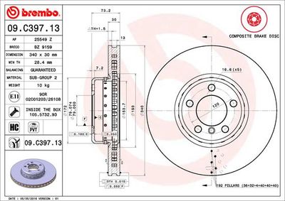 09C39713 BREMBO Тормозной диск