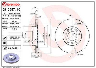 09C65711 BREMBO Тормозной диск