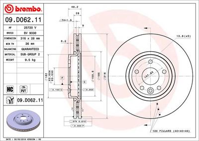 09D06211 BREMBO Тормозной диск