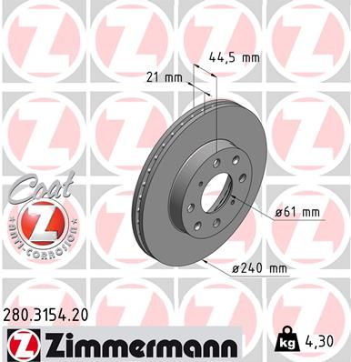 280315420 ZIMMERMANN Тормозной диск