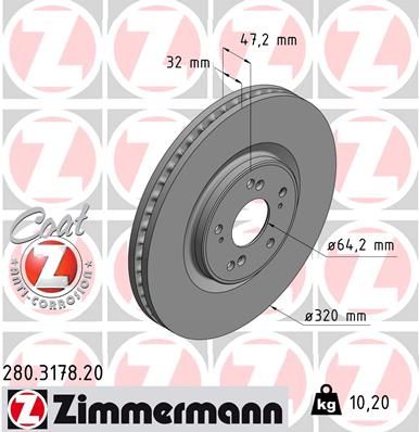 280317820 ZIMMERMANN Тормозной диск