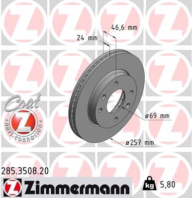 285350820 ZIMMERMANN Тормозной диск