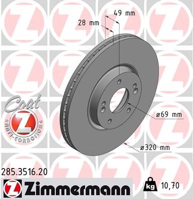 285351620 ZIMMERMANN Тормозной диск