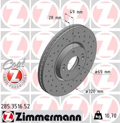 285351652 ZIMMERMANN Тормозной диск