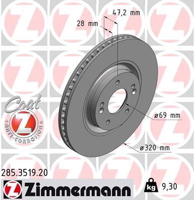 285351920 ZIMMERMANN Тормозной диск