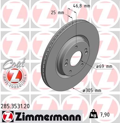 285353120 ZIMMERMANN Тормозной диск