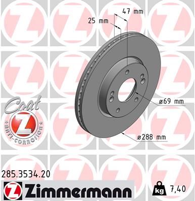 285353420 ZIMMERMANN Тормозной диск