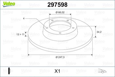 297598 VALEO Тормозной диск