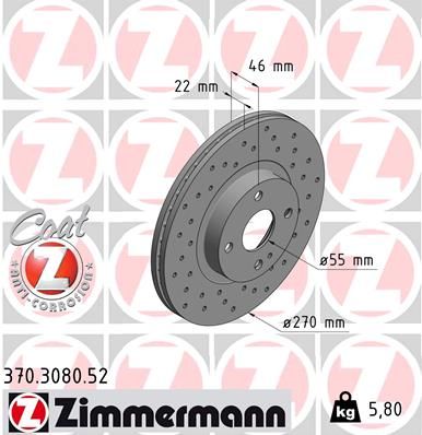 370308052 ZIMMERMANN Тормозной диск