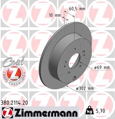 380211420 ZIMMERMANN Тормозной диск