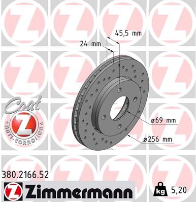 380216652 ZIMMERMANN Тормозной диск