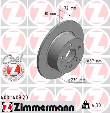 400140920 ZIMMERMANN Тормозной диск