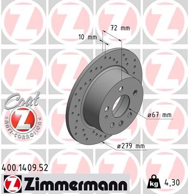 400140952 ZIMMERMANN Тормозной диск