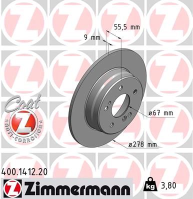 400141220 ZIMMERMANN Тормозной диск