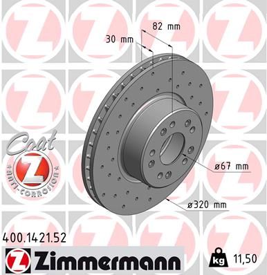 400142152 ZIMMERMANN Тормозной диск