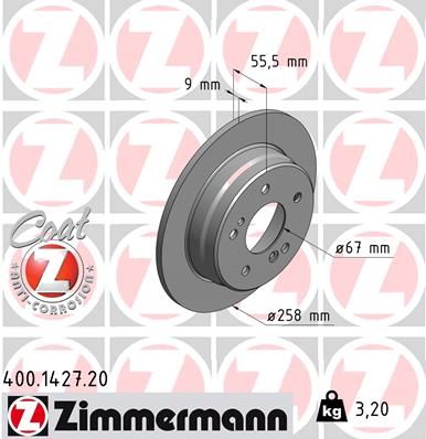 400142720 ZIMMERMANN Тормозной диск