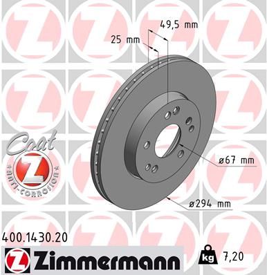 400143020 ZIMMERMANN Тормозной диск