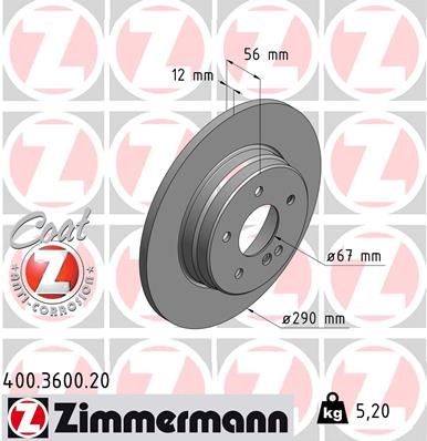 400360020 ZIMMERMANN Тормозной диск