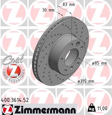 400361452 ZIMMERMANN Тормозной диск