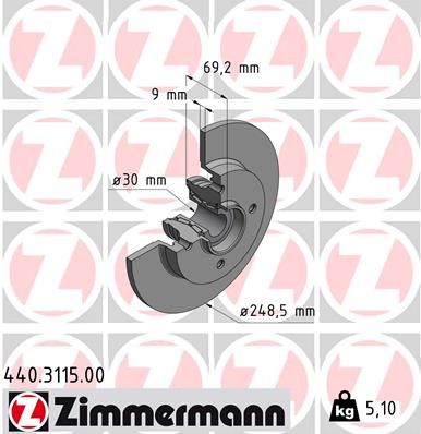 440311500 ZIMMERMANN Тормозной диск