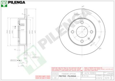 5019 PILENGA Тормозной диск