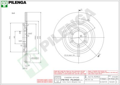 5020 PILENGA Тормозной диск