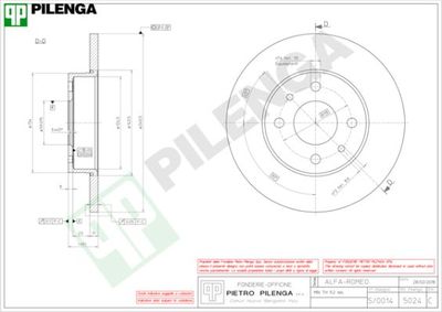 5024 PILENGA Тормозной диск