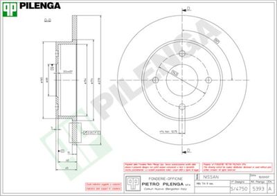 5393 PILENGA Тормозной диск