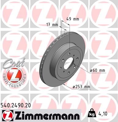 540249020 ZIMMERMANN Тормозной диск