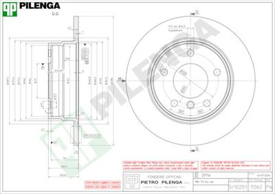 5562 PILENGA Тормозной диск