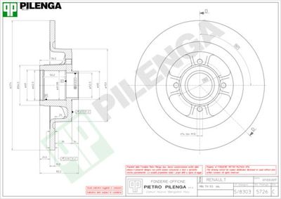 5726 PILENGA Тормозной диск