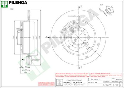 5745 PILENGA Тормозной диск