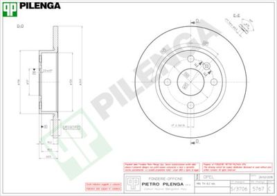 5767 PILENGA Тормозной диск