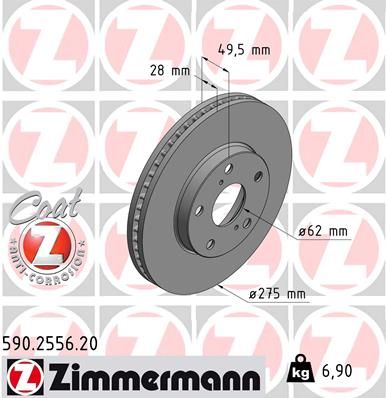 590255620 ZIMMERMANN Тормозной диск