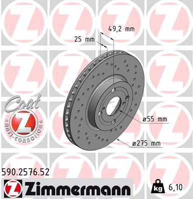 590257652 ZIMMERMANN Тормозной диск