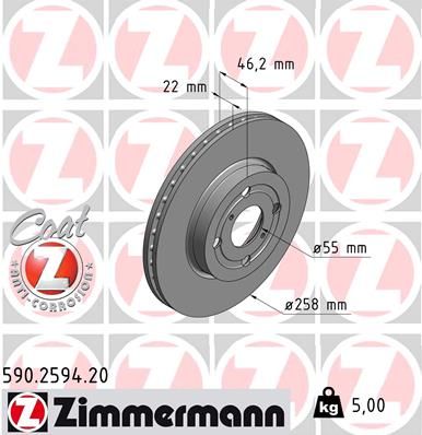 590259420 ZIMMERMANN Тормозной диск