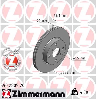 590280520 ZIMMERMANN Тормозной диск