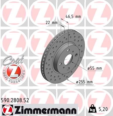 590280852 ZIMMERMANN Тормозной диск