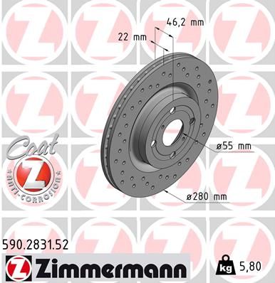 590283152 ZIMMERMANN Тормозной диск