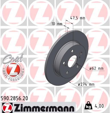 590285620 ZIMMERMANN Тормозной диск