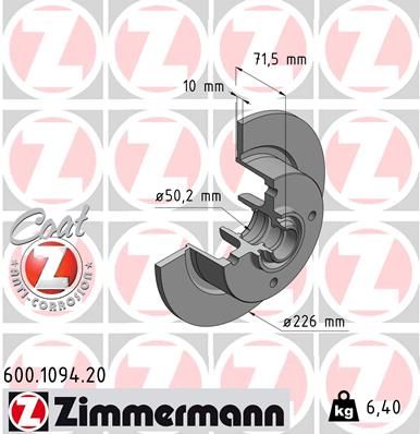 600109420 ZIMMERMANN Тормозной диск