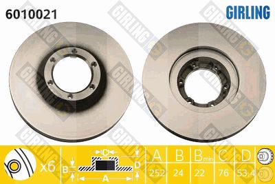 6010021 GIRLING Тормозной диск