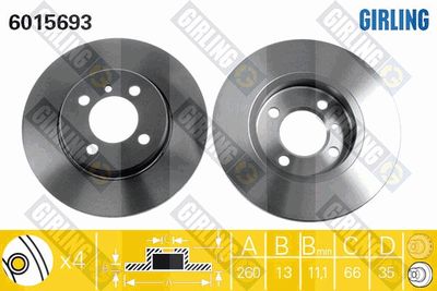 6015693 GIRLING Тормозной диск