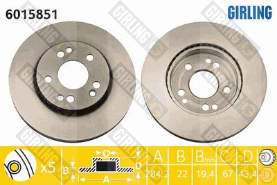 6015851 GIRLING Тормозной диск