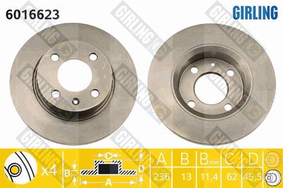 6016623 GIRLING Тормозной диск