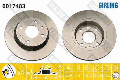 6017483 GIRLING Тормозной диск
