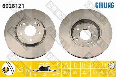 6028121 GIRLING Тормозной диск