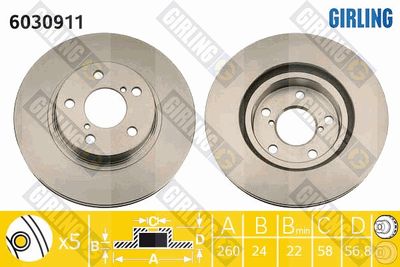 6030911 GIRLING Тормозной диск